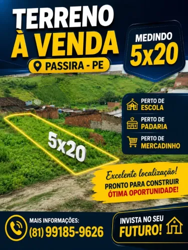 Vendo terreno em passira medindo 5x20 