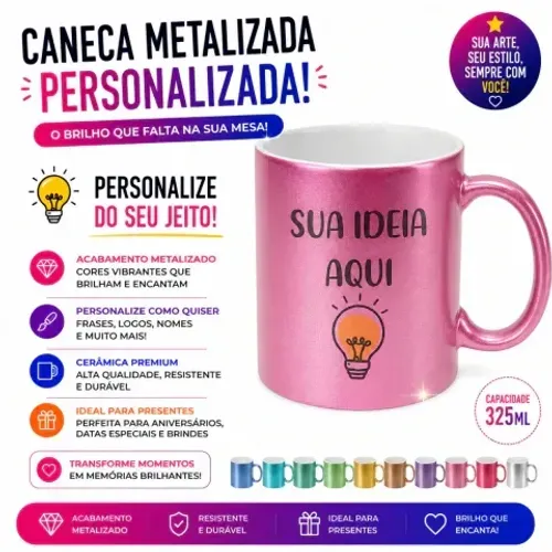 Caneca Metalizada - O Brilho que Falta na Sua Mesa de Trabalho!