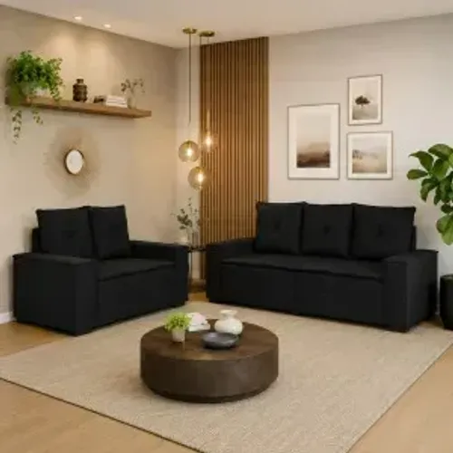 Sofá 2 e 3 Lugares Barcelona Preto