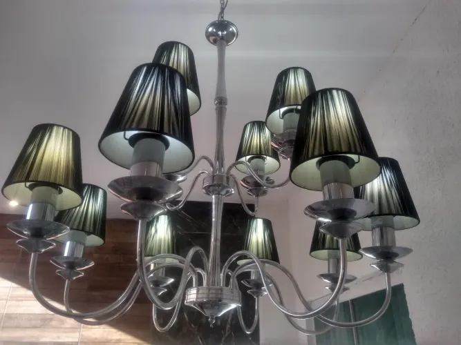 Lustre clássico cromado 12 lâmpadas (grande )