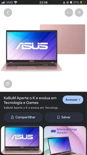 Notebook ASUS Vivobook Go 15 Rosa (Seminovo na Garantia + Nota Fiscal)
