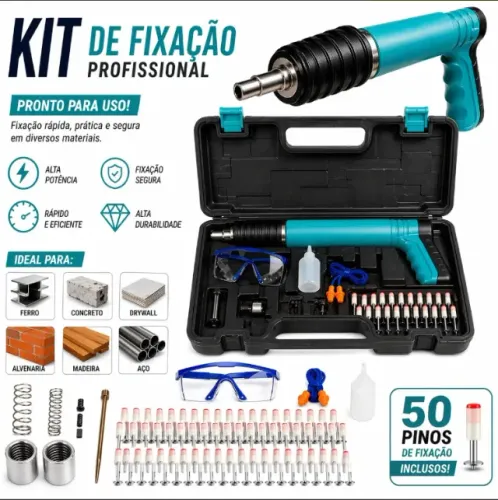 Pistola Finca Pino Prego Manual Profissional Kit Completo Com 50 Pinos