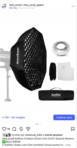 Softbox Octabox Godox SB-FW 95cm Com Grid e Suporte Bowens