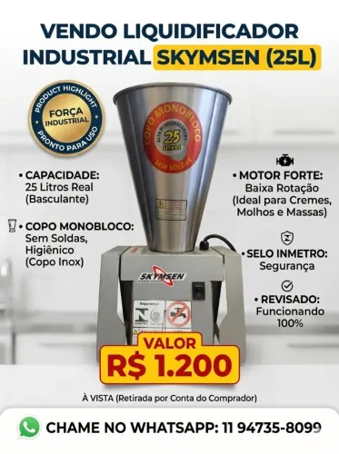 Liquidificador Industrial 25 lt monobloco