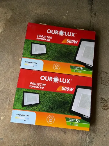Dois Projetor Super Led Ouro Lux 500W