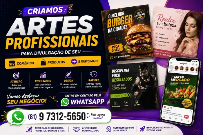 Sua empresa merece artes que vendem! Destaque seu negócio com um visual profissional.