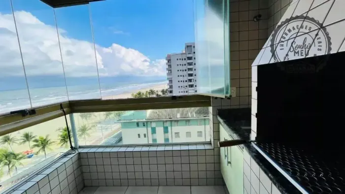 Apartamento com Vista para o Mar na Aviação  Frente Praia e Varanda Gourmet