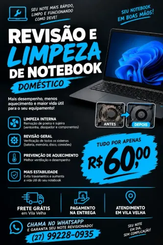 REVISÃO + LIMPEZA DE NOTEBOOK ? R$ 60<br>
