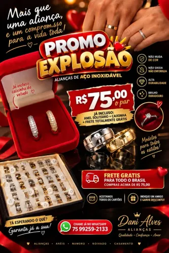 Aliança de namoro em Aço inox