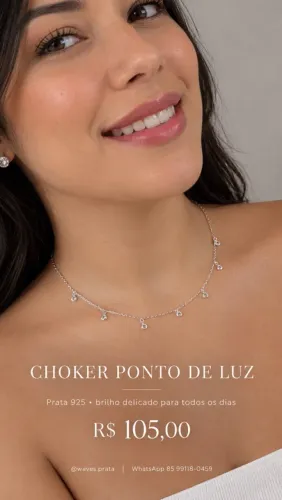 Chocker Ponto de Luz Prata 925