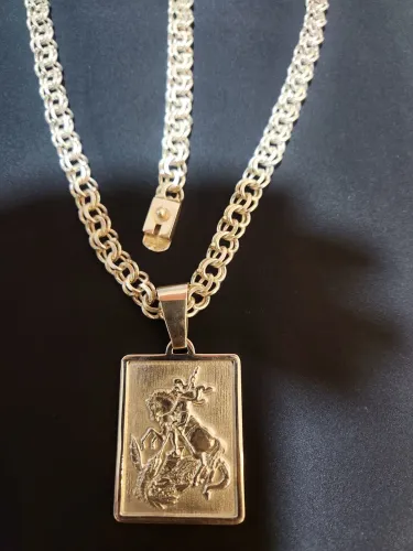CORDÃO, PULSEIRA + PINGENTE SÃO JORGE 152 gramas