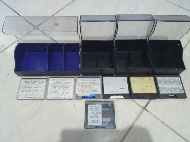 Lote MiniDisc Sony Usados + 4 Organizadores Porta MD Vintage