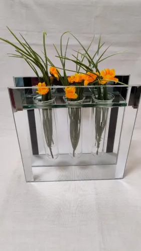 Vaso decorativo tubo de ensaio- vidro espelhado