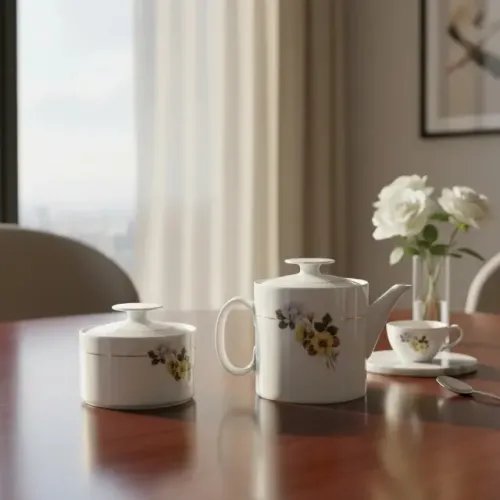 Bule + Açucareiro Porcelana Renner Floral Antigos # (Usado)