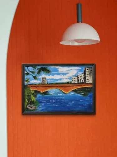 Pintura original em Tela - ponte urbana - mini quadro