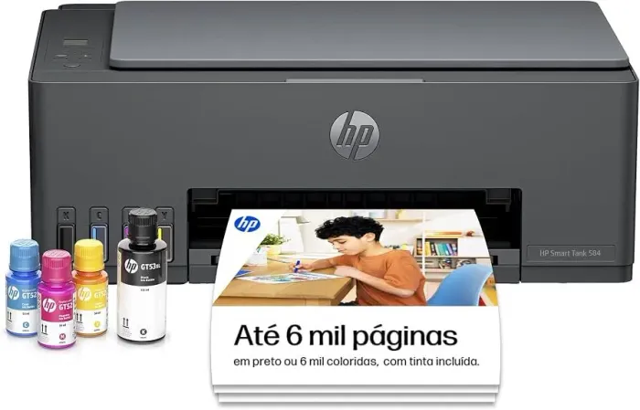 IMPRESSORA HP MULTI SMART TANK 584 + 2 RESMAS DE PAPEL OFÍCIO COM 500 FOLHAS CADA 