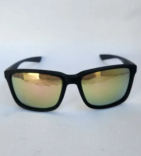 Óculos de Sol Masculinos- Armação Preta Baça com Lentes Espelhadas