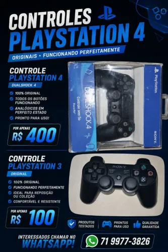 Controle Original PlayStation 4 + Controle Original PlayStation 3