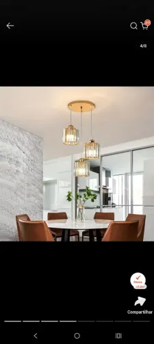 Lustre pendente Duplex Três Cabeças Cristal Rectangular