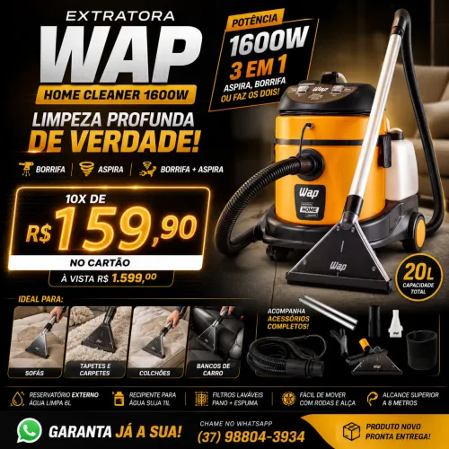 EXTRATORA WAP HOME CLEANER 1600W - LIMPEZA PROFISSIONAL EM CASA ?