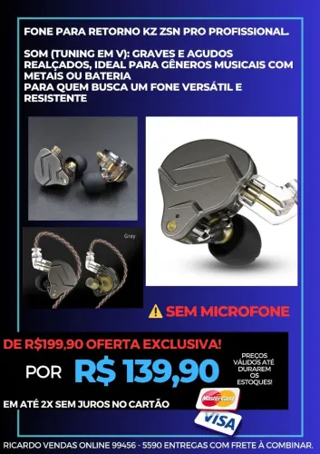 Fone kZ ZSN, ZSN PRO 2, ZSN PRO X Retorno de palco, gamer