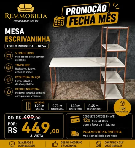MESA ESCRIVANINHA INDUSTRIAL - NOVA 