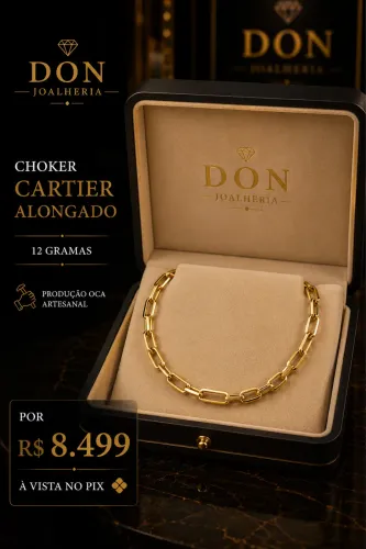 Choker Cartier Alongado em Ouro 18k 750