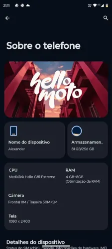 Moto G15 8gb de RAM e 250 de memoria