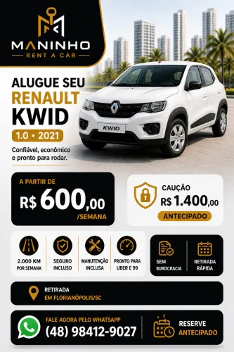 Alugo Kwid 2021 app Uber/99