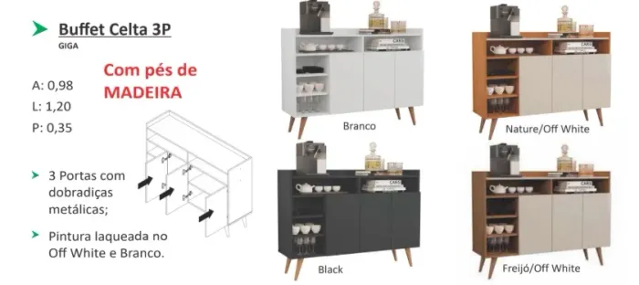 Buffet 1,20m com 3 portas - Promoção 