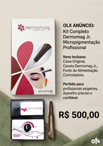 Kit Completo Dermomag Jr. Micropigmentação Profissional + Fonte - R$ 500,00