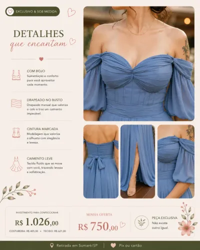 Vestido Madrinha, Formatura, Festa | Azul Serenity