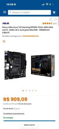 Placa-Mãe Asus TUF Gaming B550M-PLUS, AMD AM4, mATX , DDR4