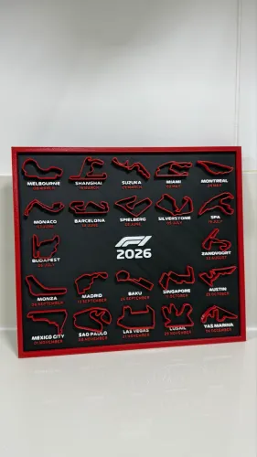 Calendario Formula 1 2026 - impressão 3D