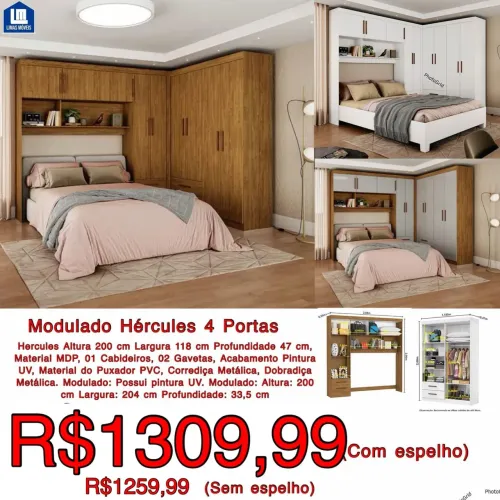 Guarda roupas casal modulado Hércules / 2 cores / frete grátis  / pague na entrega 