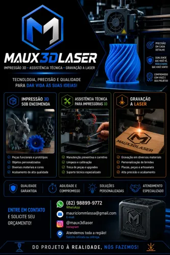 Impressão 3D, Gravação a Laser e Assistência Técnica | Maux3dlaser