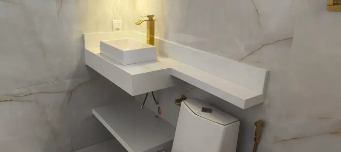 Bancada esculpida em porcelanato