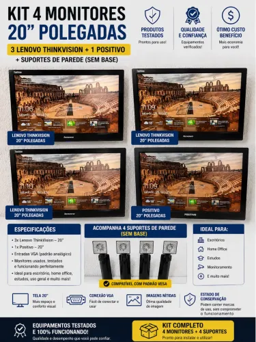 Lote com 4 monitores para pc