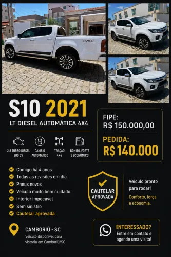 Chevrolet S10 Pick-up LT 2.8 TDI 4X4 CD Diesel AUT 2021