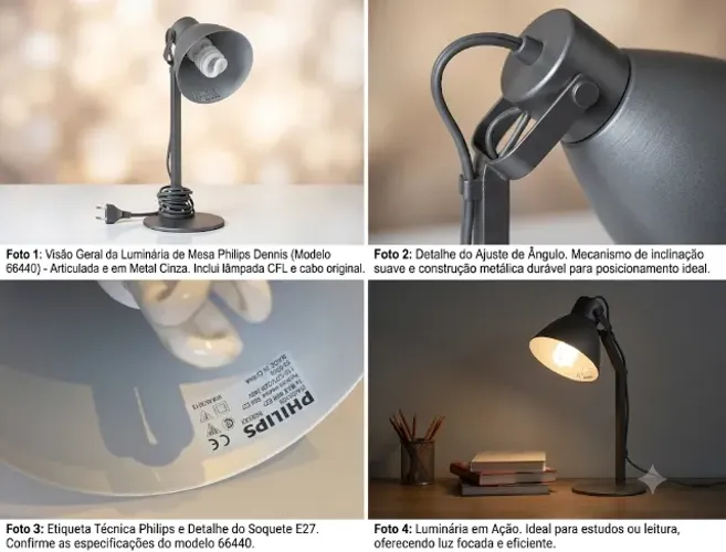 Luminaria de mesa com suporte para 1 lampada de soquete potencia 60w