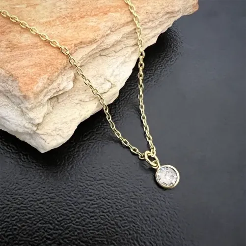Colar ponto de luz | Cordão banhado/folhado a Ouro24k