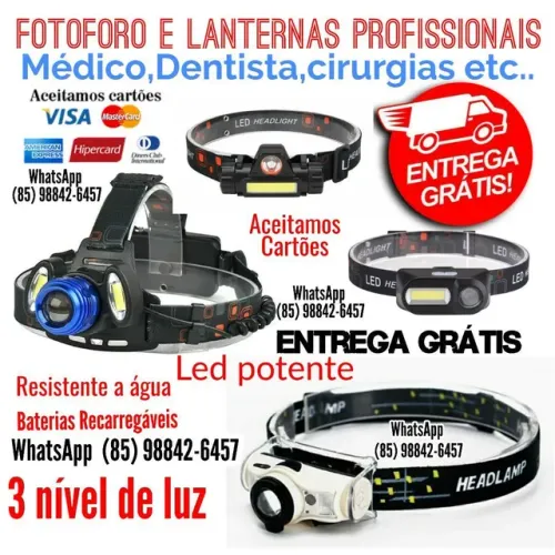 Lanterna de cabeça profissional lanternas bateria recarregável entrega Grátis 