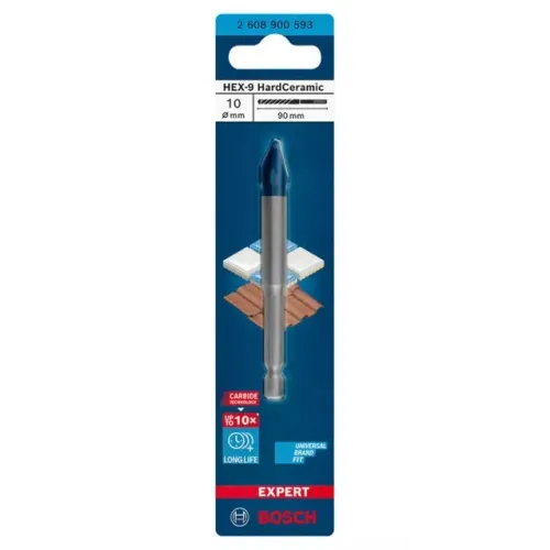 Broca para Porcelanato 10mm x 90mm Expert Hex-9 HardCeramic Bosch