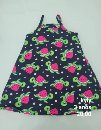 Vestido Infantil Kyly 3 Anos - Tartaruga e Melancia