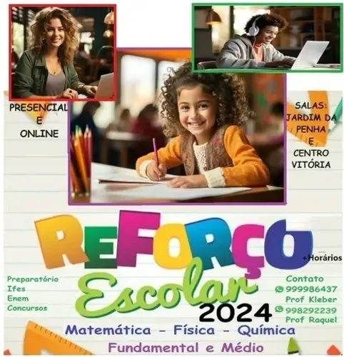 Aulas reforço e particulares matemática, física, química ensino médio fundamental I e II