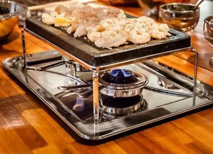Conjunto de grelha de pedra sabão para cozinha