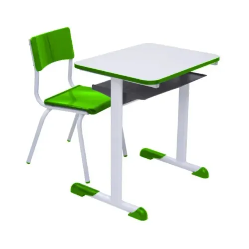 Kit Escolar Infantil Mesa e Cadeira Cor Verde Individual Conforto Modelo 40087