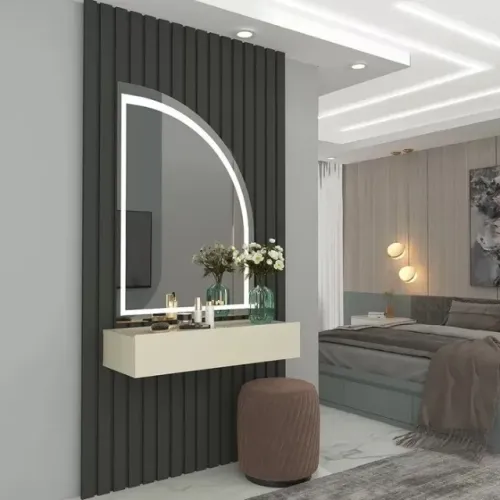 Penteadeira Realeza Ripado com Espelho e LED 100% MDF