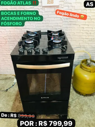 Fogão Atlas com tampo de vidro automático