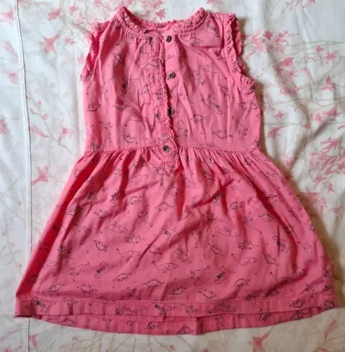 Vestido rosa com dinossauro infantil Carter's - Tamanho 2t